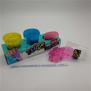 Slime water bottles of 85 g3 color cartoon crystal mud box foot box (3 bottles) - OBL750725