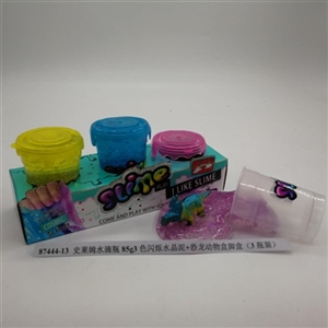 Slime water bottle 85 g3 scintillation crystal mud dinosaurs animals box foot box (3 bottles) - OBL750727