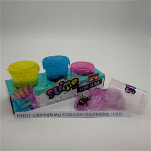 Slime water bottle 85 g3 scintillation crystal mud insects animals box foot box (3 bottles) - OBL750729