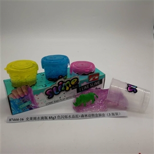 Slime water bottle 85 g3 scintillation crystal mud forest animals box foot box (3 bottles) - OBL750730