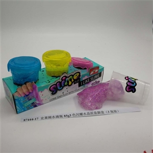 Slime water bottle g3 85 colors shining crystal mud box foot box (3 bottles) - OBL750731