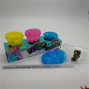Slime water bottle 85 g3 color flash crystal mud box foot box (3 bottles) - OBL750732