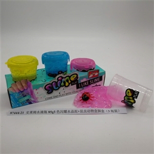 Slime water bottle g3 85 colors shining crystal mud insects animals box foot box (3 bottles) - OBL750735