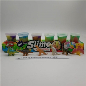Slime 60 g and colorful sand skin mud dinosaurs animals box foot box (6 bottles) - OBL750741