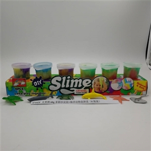 Slime 60 g and colorful sand box of foot skin mud sea animals box (6 bottles) - OBL750742