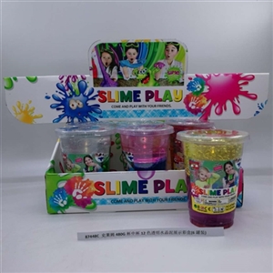 Slime 480 g cup cup 12 color transparent crystal mud display color box (6 cans) - OBL750751