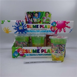 Slime 480 g cup cup 12 color plum flower crystal mud display color box (6 cans) - OBL750755