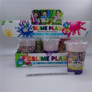 Slime 480 g cup cup 12 color crystal mud candy display color box (6 cans) - OBL750758