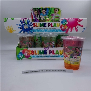 Slime 480 g cup cup 12 flash powder crystal mud color display color box (6 cans) - OBL750762