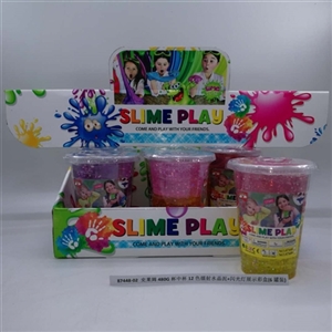 Slime 480 g cup cup 12 color laser crystal mud flash display color box (6 cans) - OBL750765