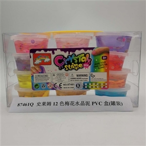 Slime 12 color plum flower crystal mud PVC box (12 cans) - OBL750774