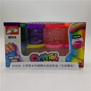 Slime 8 color crystal butterfly mud color box (color cover eight cans) - OBL750787