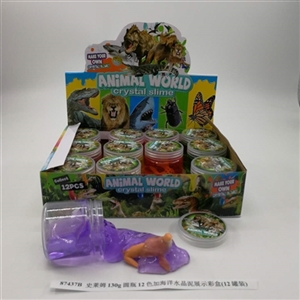 Slime 130 g round bottle 12 color and ocean crystal mud display color box (12 cans) - OBL750811