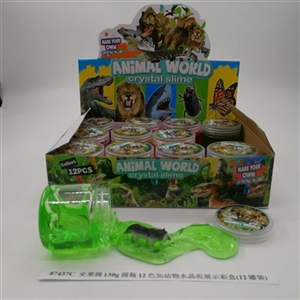 Slime 130 g round bottle 12 color and crystal mud animals display color box (12 cans) - OBL750812