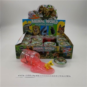 Slime 130 g round bottle 12 color and insects crystal mud display color box (12 cans) - OBL750813
