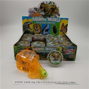 Slime 130 g 12 color and insects crystal vase mud display color box (12 cans) - OBL750815