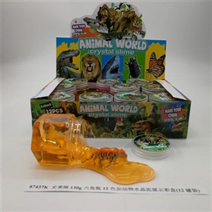 Slime 130 g hexagonal crystal bottle 12 color and animals show mud color box (12 cans) - OBL750820