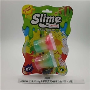 Slime 55 g and colorful sand skin mud forest animal CARDS stored (2 cans) - OBL750888