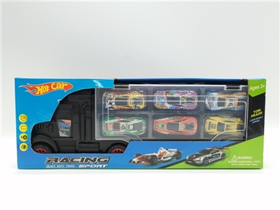 手提收纳货柜滑行拖头车带6只铁皮车仔 - OBL752521