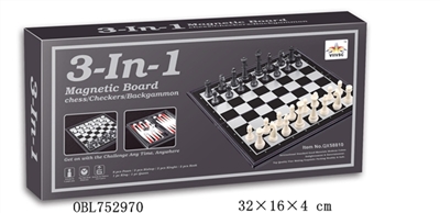 3 in 1 magnetic backgammon chess/chess - OBL752970