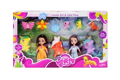 2 horses with a unicorn, 5 inch doll - OBL756055