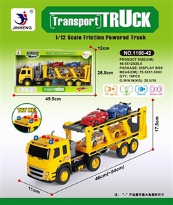 Inertia double deck car towing 4 racing cars - OBL760555