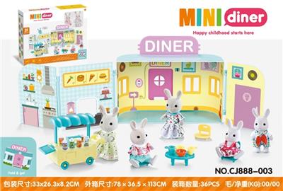 Mini rabbit restaurant with 2 rabbits - OBL761105