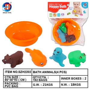 环保哨子动物四只装配圆形浴盆        （2款混装） - OBL764505