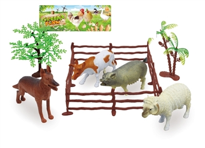 4只5寸家禽动物带树套装 - OBL766927