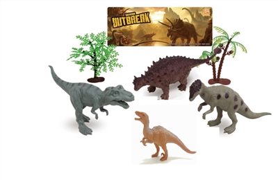 4只5寸恐龙带树套装 - OBL766939