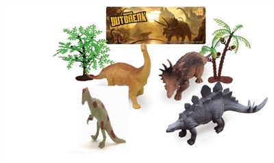 4只5寸恐龙带树套装 - OBL766942