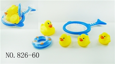鲨鱼网捞+泳圈1个+捏捏叫鸭子1大3小 - OBL768254