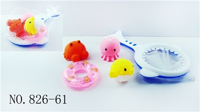 鲨鱼网捞+泳圈1个+喷水动物3只装 - OBL768255