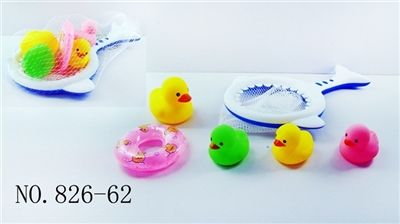 鲨鱼网捞+泳圈1个+彩色大黄鸭1大3小 - OBL768256