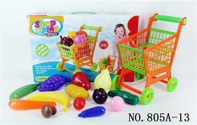 Shopping cart with 13 PCS of fruits and vegetables - OBL768322