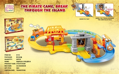 Pirate adventure in small train rushed off track building blocks - OBL769373