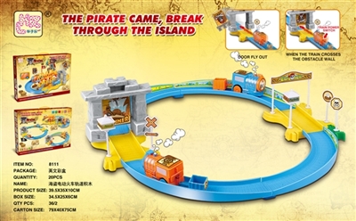 Pirate adventure in small train rushed off track building blocks - OBL769374