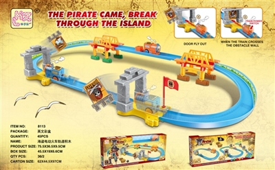 Pirate adventure in small train rushed off track building blocks - OBL769376