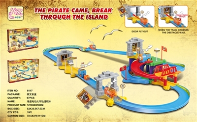 Pirate adventure in small train rushed off track building blocks - OBL769380