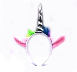 Silver cloth one-horned headdress and ears - OBL770794