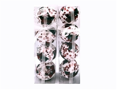 4 only 1 box of 6.8 CM wide shallow red bubble Christmas ball - OBL770869