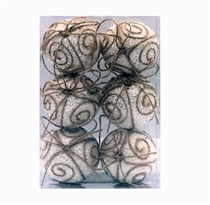 6 pack 1 box of 6 cm wide white ball with hemp rope - OBL770911