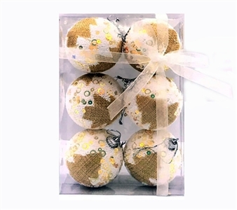 6 pack 1 box of 6 cm wide white foam ball with sackcloth - OBL770912