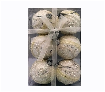 6 pack 1 box of 6 cm wide white foam balls and beads - OBL770913