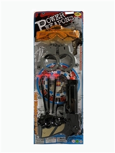 Hand having a gun with patch handcuffs - OBL772653