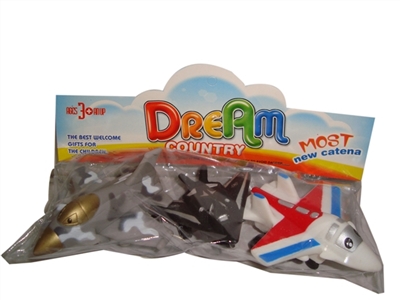 军事卡通飞机3款混装（搪塑软胶+塑料飞机底和车轮+回力功能）3PCS/袋                  - OBL773911