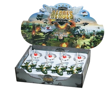 军事卡通飞机3款混装（搪塑软胶+塑料飞机底和车轮+回力功能）12PCS/盒                   - OBL773912