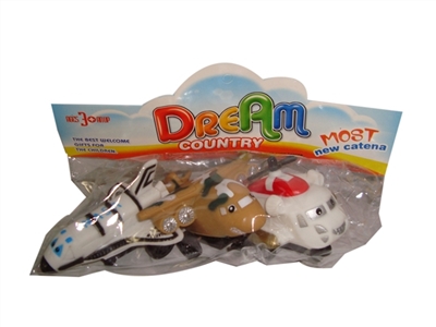 军事卡通飞机3款混装（搪塑软胶+塑料飞机底和车轮+回力功能）3PCS/袋                  - OBL773914