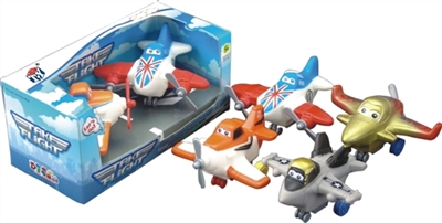 汽车总动员飞机款系列4款混装+地图（54*39）(搪塑软胶+塑料飞机底和车轮+回力功能)     2PCS/盒 - OBL773928