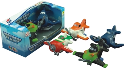 汽车总动员飞机款系列4款混装+地图（54*39）(搪塑软胶+塑料飞机底和车轮+回力功能)     2PCS/盒 - OBL773933